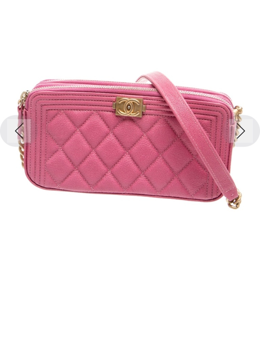 Chanel 2019 Pink Caviar Quilted Chain Shoulder Bag